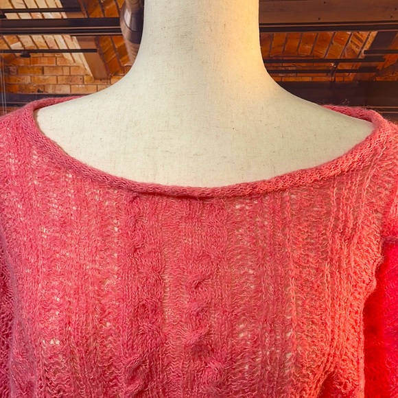 Free People Extra Long Sleeve Crop Knit Sweater Wide Neck Women's Medium - Picture 4 of 5